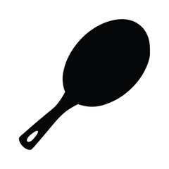 Silhouette of a black frying pan with handle on white background
