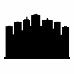 Fototapeta premium Minimalist black silhouette illustration of an urban cityscape skyline on white background
