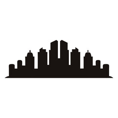 Naklejka premium Abstract black silhouette illustration depicting the skyline of a city center