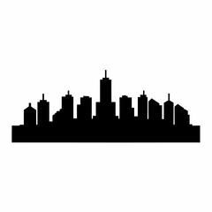 Fototapeta premium Abstract minimalist black silhouette city skyline isolated on white background illustration