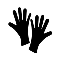 Black and White Silhouette Image of Two Gloves on a White Background