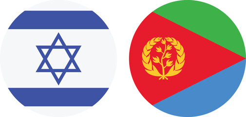 Israel and Eritrea Circular Flags Isolated on Transparent Background  , Symbol of Unity and International Partnership