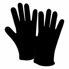 Pair of black gloves for winter protection or general use on white