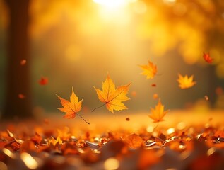 Autumn leaves falling background image golden season nature photography wallpaper desktop background beautiful