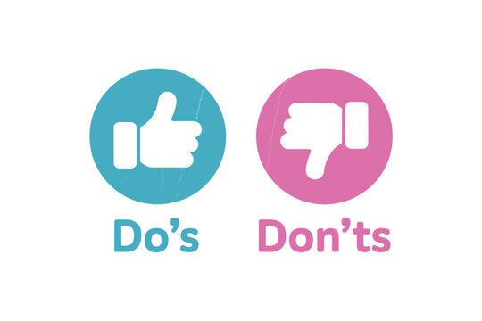 Dos and donts with thumbs up and thumbs down a visual guide to best practices and common mistakes, offering clear guidance on transparent background