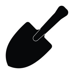 Black Silhouette of Garden Trowel, Ideal for Planting and Gardening Tasks