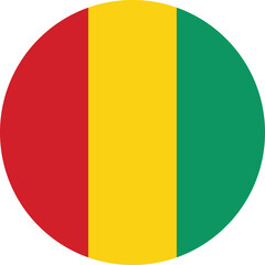 Fototapeta premium Circular national flag of Guinea isolated on transparent background, round emblem design, vector and illustration
