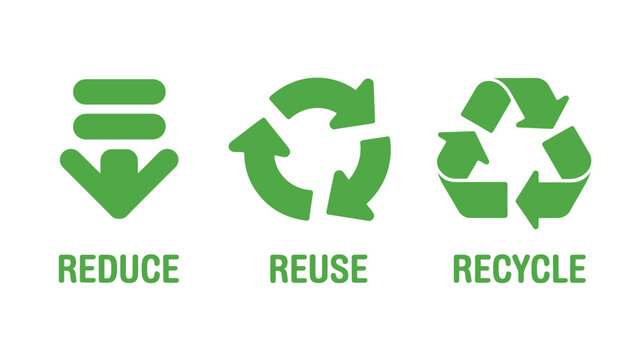 Reduce, reuse, recycle green vector icon set, eco friendly concept, on transparent background