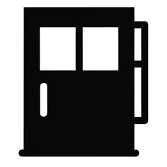 Iconic black silhouette of a modern door with windows and handle