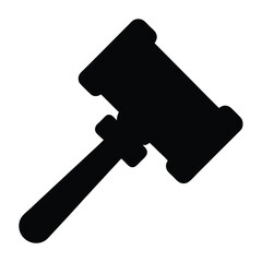 Solid black gavel illustration representing law, justice, and legal decisions