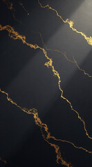 Fototapeta premium Elegant Black and Gold Marble Texture with Subtle Light Reflection and Veins