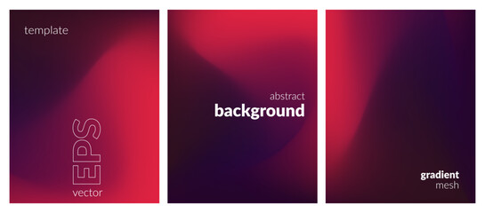 Abstract liquid background set. Gradient mesh. Effect dark color blend. Blurred fluid colorful mix. Modern design template for web covers, ad banners, posters, brochures, flyers. Vector image EPS