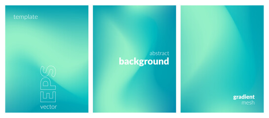 Abstract liquid background set. Gradient mesh. Effect bright color blend. Blurred fluid colorful mix. Modern design template for web covers, ad banners, posters, brochures, flyers. Vector image EPS