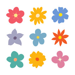 Flower icon vector collection. Colorful hand drawn floral elements.