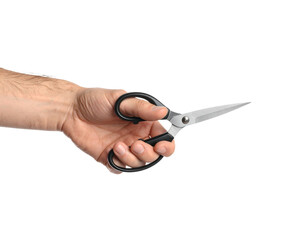 Hand holding scissors isolated on transparent background new png