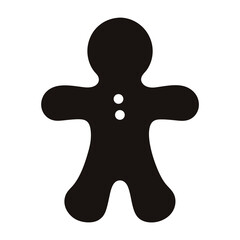 Black Gingerbread Man Icon with Two Buttons on White Background Illustration
