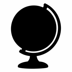 A black and white minimalist globe image great for education concepts