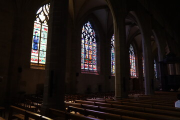 Fototapeta premium Eglise Saint Léonard, de style gothique flamboyant et néogothique, ville de Fougères, département d'Ille et Vilaine, Bretagne, France