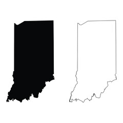 Indiana state map silhouette isolated on white background