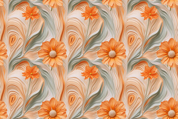 Seamless abstract pattern for summer women's clothing dress, scarf, skirt. Enlarged abstract desert flowers and organic shapes