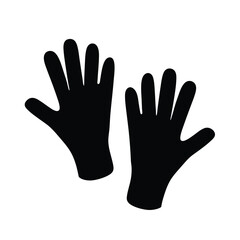 Pair of Black Hand Silhouettes with Five Fingers on White Background