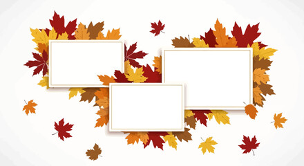 Autumn leaves frame collage with three blank white rectangles for text or photos.
