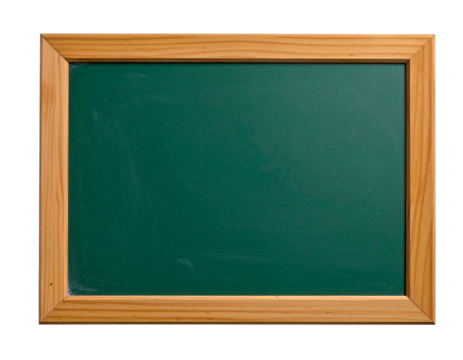 Green chalkboard with wooden frame isolated on transparent background new png