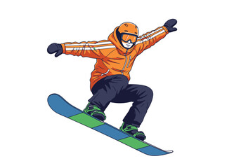 Obraz premium Snowboarder performing a jump isolated on, showcasing the thrill and excitement of winter sports and the skill of the athlete on transparent background