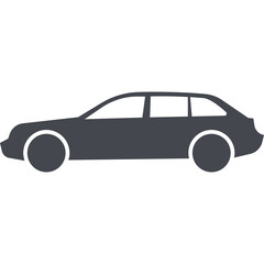 Dark Grey Silhouette Station Wagon Car Side Profile View On Transparent Background