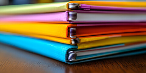 Colorful Notebooks Stacked | School Supplies Organization | Bright Stationery Close-Up