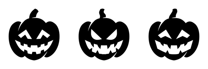 Halloween Pumpkins Vector Set Silhouette