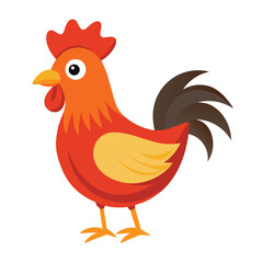 Cartoon rooster, standing in a cheerful pose