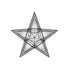 Intricate geometric five-pointed star with complex linear patterns.