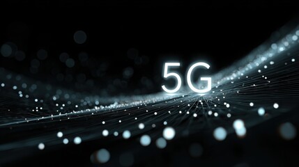 5G or 6G dot line mobile technology. Wireless data network and connection technology concept. high-speed, futuristic background. vector design.