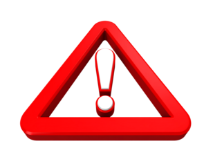 Red warning sign with exclamation mark isolated on transparent background new png