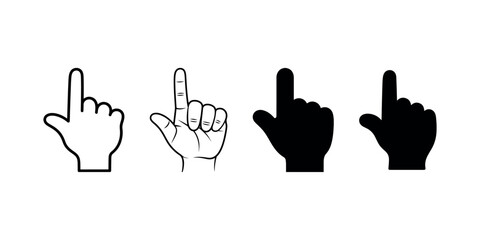 Pointing Finger Icon Set Representing Direction, Selection, and Guidance Concepts