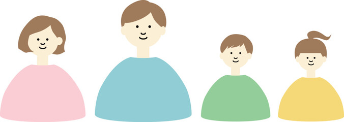 夫婦と子ども イラスト / Couple with children Illustration – 家族・子ども・親子シーン