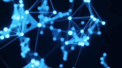 Blue glowing interconnected dots and lines form an abstract network on a dark background, representing digital connections - Powered by Adobe