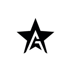 Black star logo design with a stylized letter A monogram.