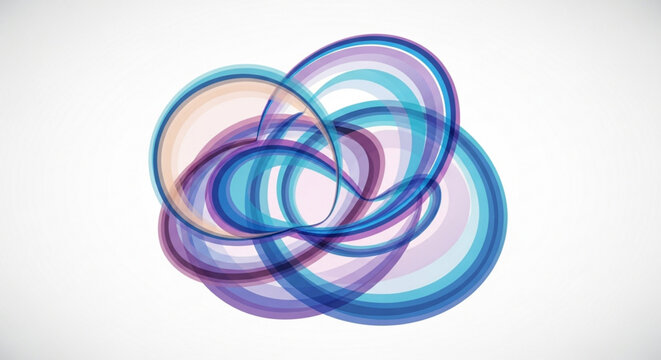 Abstract intertwined circles, creating a dynamic and colorful composition with a sense of movement and connection