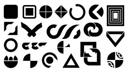 Fototapeta premium Abstract Geometric Shapes Collection of Black and White Graphic Elements and Forms