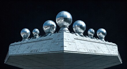 Sci-fi vessel, multiple orbs