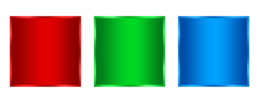 gradient Glossy Square Buttons in Green, Red, and Blue basic shape element png file