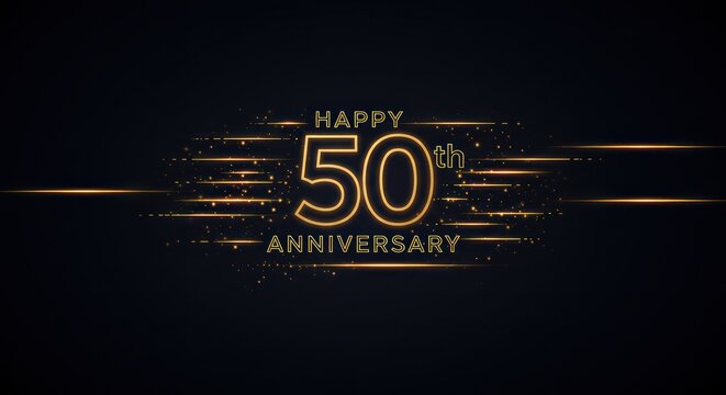 Elegant Golden 50th Anniversary Celebration Design on Dark Background