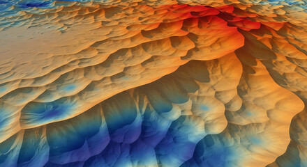 Obraz premium Abstract Topographic Illustration of Earth's Surface Depicting Sand Dunes and Volcanic Activity