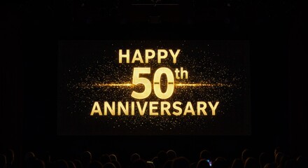 Spectacular 50th Anniversary Celebration with Golden Glowing Text on Stage