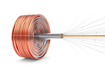 Copper coils and a fiber optic cable