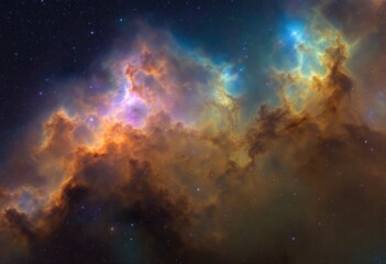 Colorful nebula swirls against a star-studded night sky
