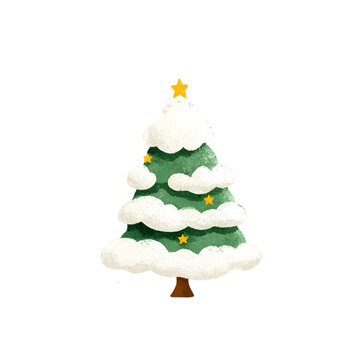 christmas tree and snow