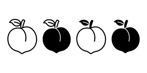 Peach Black Icon Bundle Minimal Smooth Fruit Silhouette for Dessert and Healthy Lifestyle Design